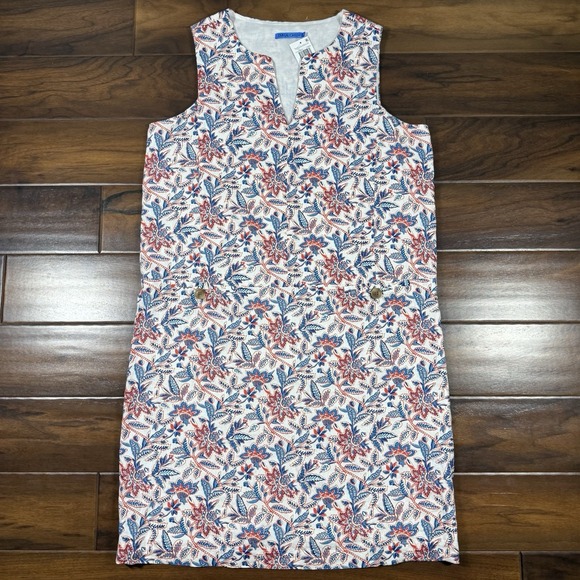 J. McLaughlin Women's Size Medium‎ Coral Floral Sleeveless Rue Linen Dress $218